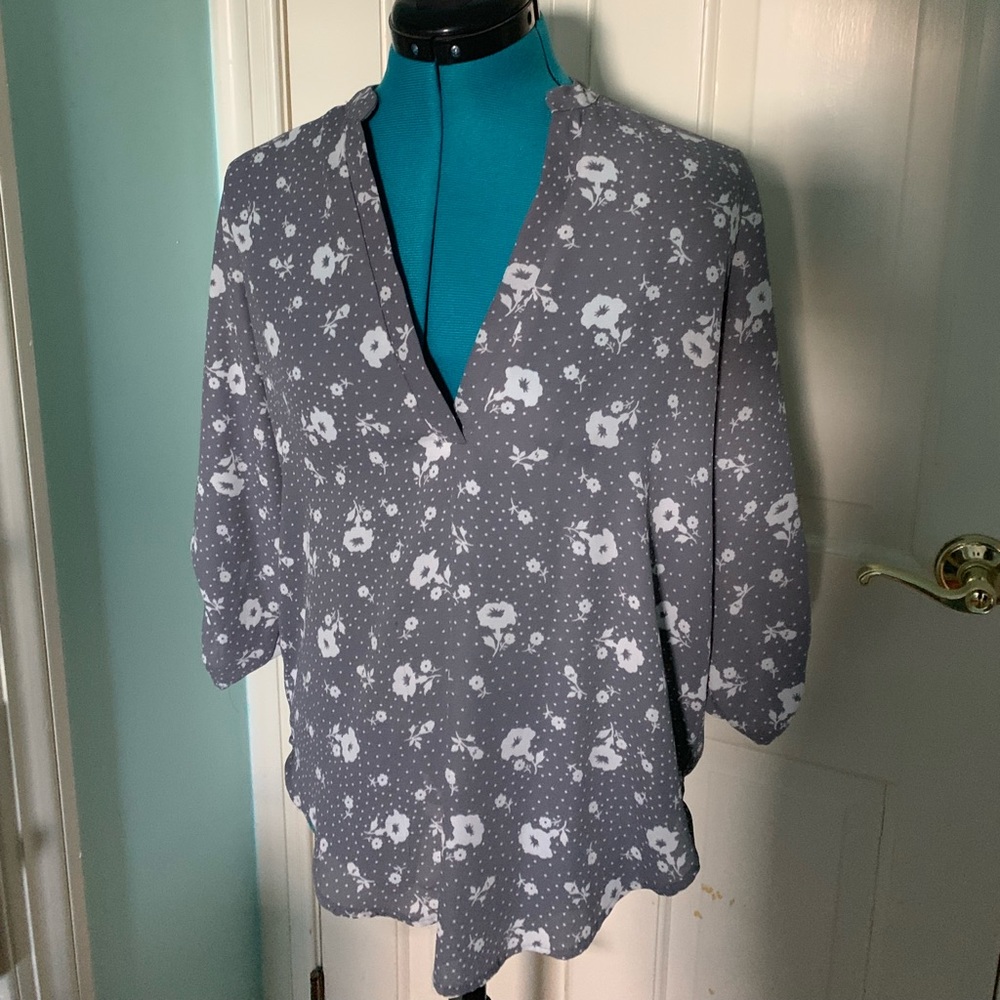 Lush floral quarter sleeve blouse